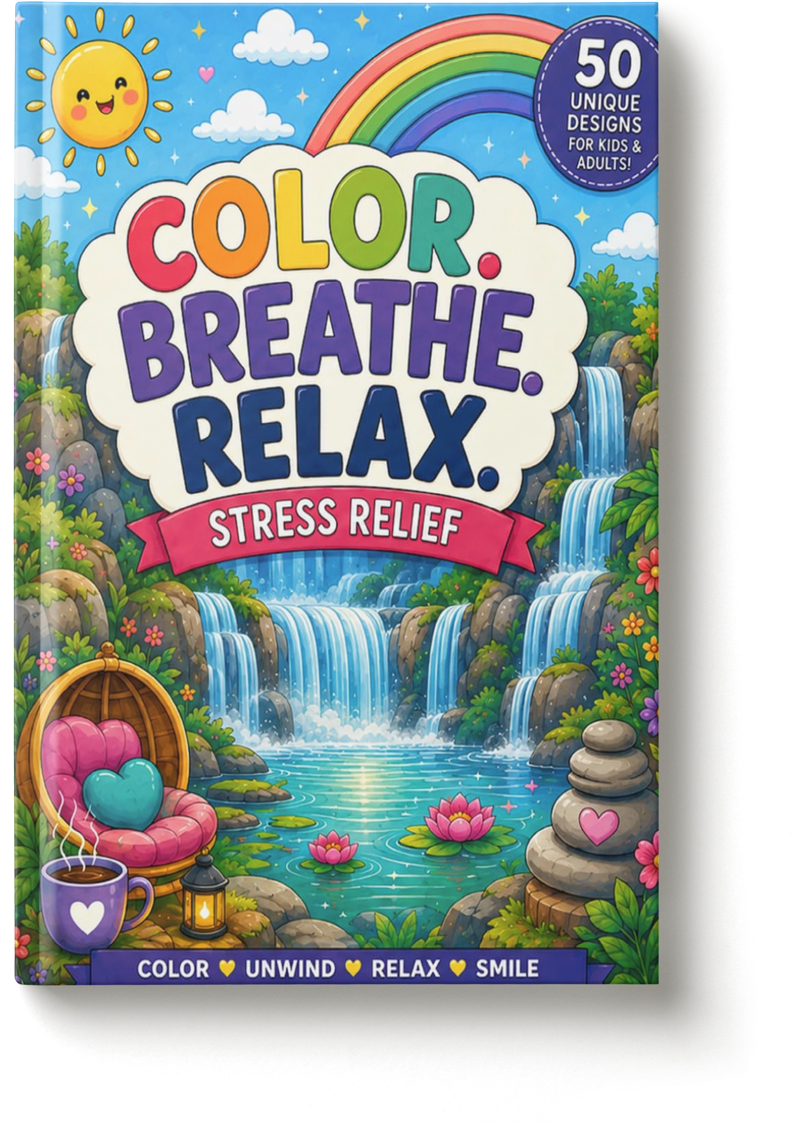 COLOR. BREATHE. RELAX: A Bold & Easy Coloring Book for Stress Relief and Cozy Moments cover