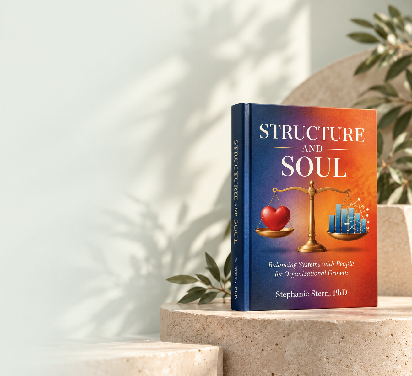 Structure and Soul book displayed on a stone pedestal